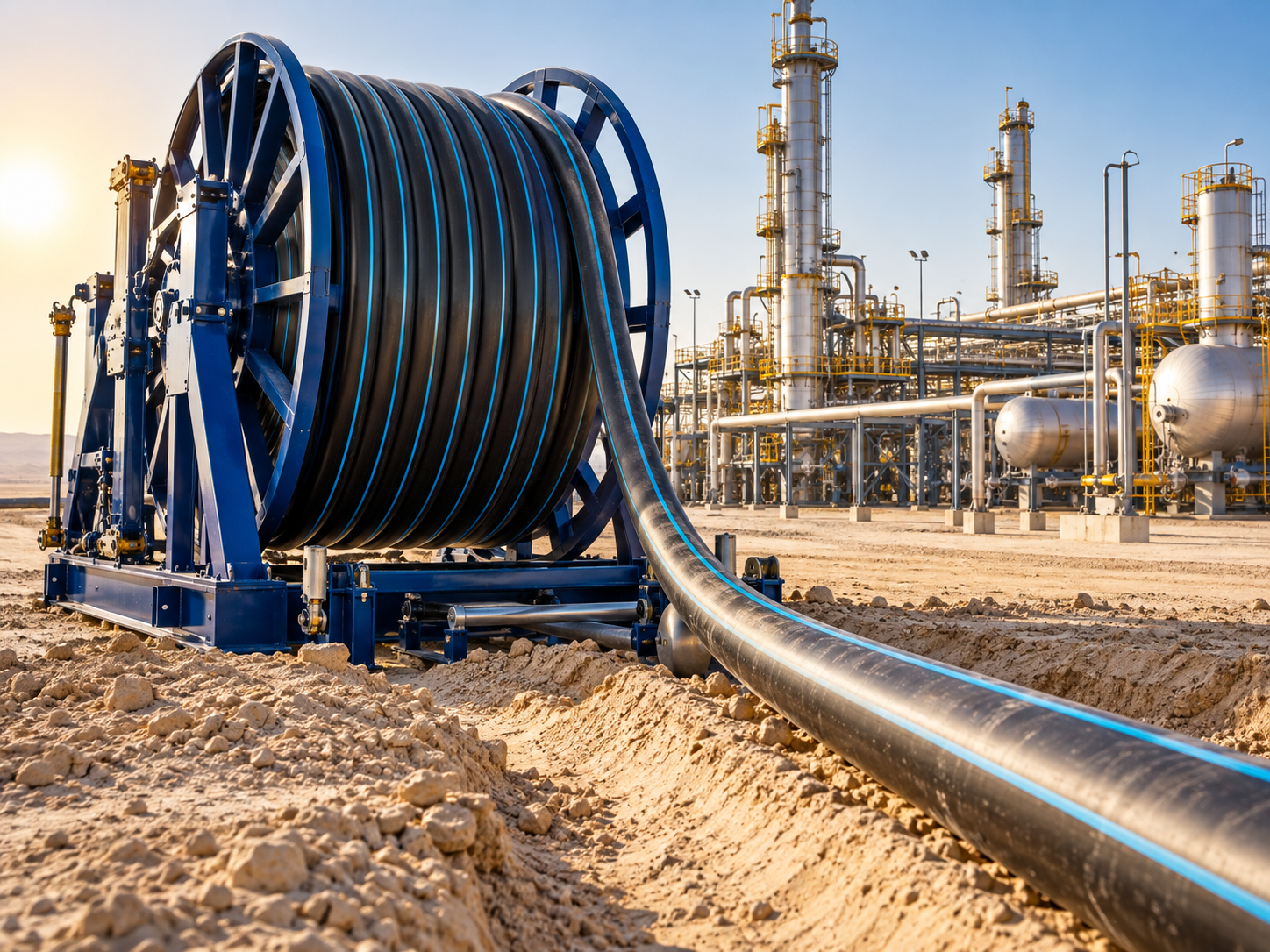 Concept image of composite pipe deployment at a gas facility